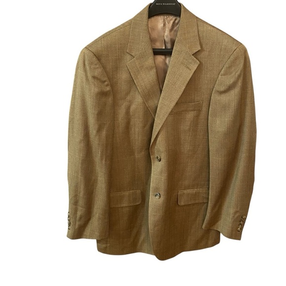 T. Harris London Men's Tan Blazer Sports Coat Size 40R Silk Wool Blend Classic - Picture 1 of 11